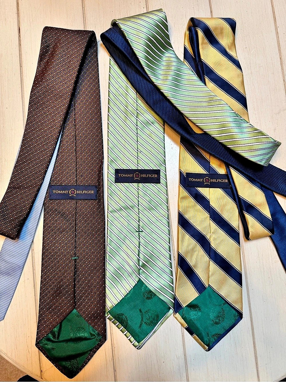 Tommy Hilfiger Men's Silk Necktie Lot of 3 Brown & Green